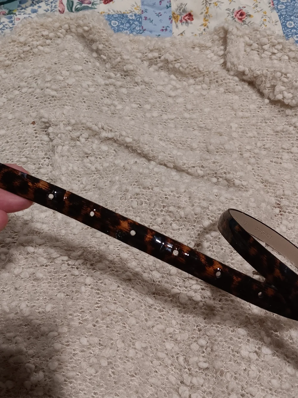 Ann Taylor Leopard-Pattern Slim Belt with Gold Buckle